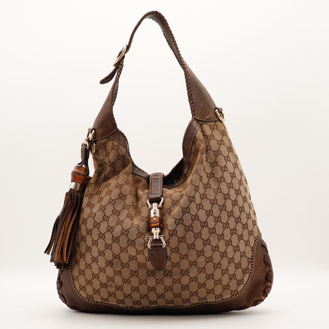 Sac Gucci New Jackie toile monogrammée vue de face occasion authentique — AMANA Vintage