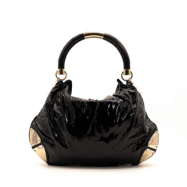 Sac Gucci Indy Hobo cuir verni noir vue arrière occasion authentique — AMANA Vintage