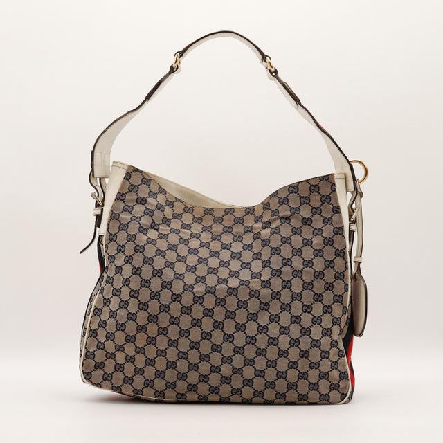 Sac Gucci Hobo Web vue arrière toile monogrammée occasion authentique — AMANA Vintage