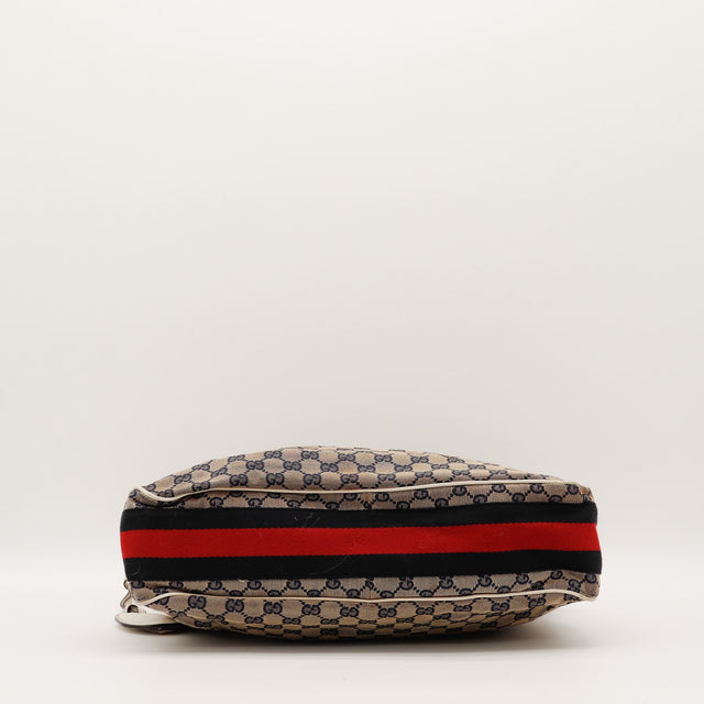 Fond du sac Gucci Hobo Web bande Web occasion authentique — AMANA Vintage