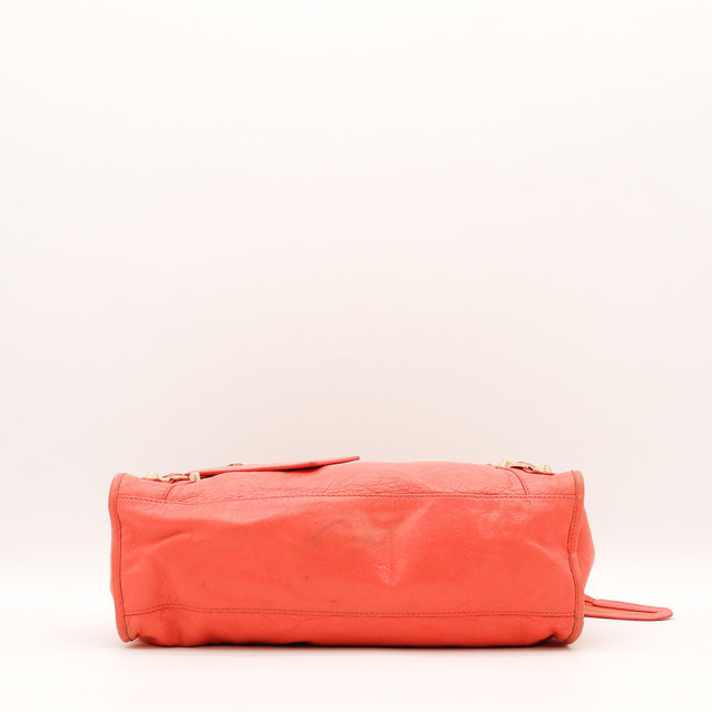 Intérieur Balenciaga City cuir d'agneau froissé corail occasion authentique — AMANA Vintage