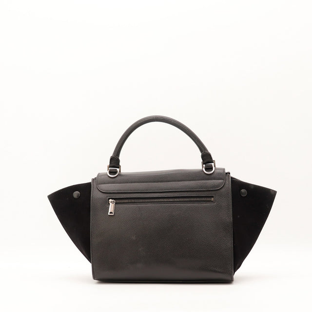 Sac Céline Trapèze cuir grainé noir vue de côté occasion authentique — AMANA Vintage