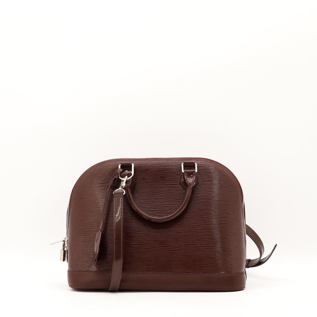 Vue de face Louis Vuitton Alma PM cuir Épi bordeaux occasion authentique — AMANA Vintage