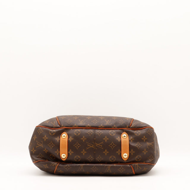 Détail de l'anse en cuir vachette Louis Vuitton Galliera PM occasion authentique — AMANA Vintage
