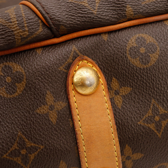 Détail cuir vachette patine caramel Louis Vuitton Galliera PM occasion authentique — AMANA Vintage