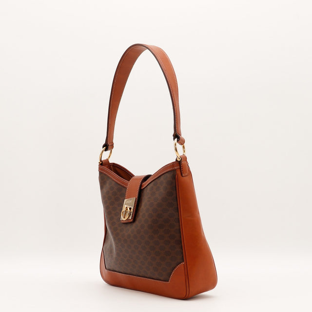 Sac Céline Hobo Macadam toile Macadam marron vue de dos occasion authentique — AMANA Vintage
