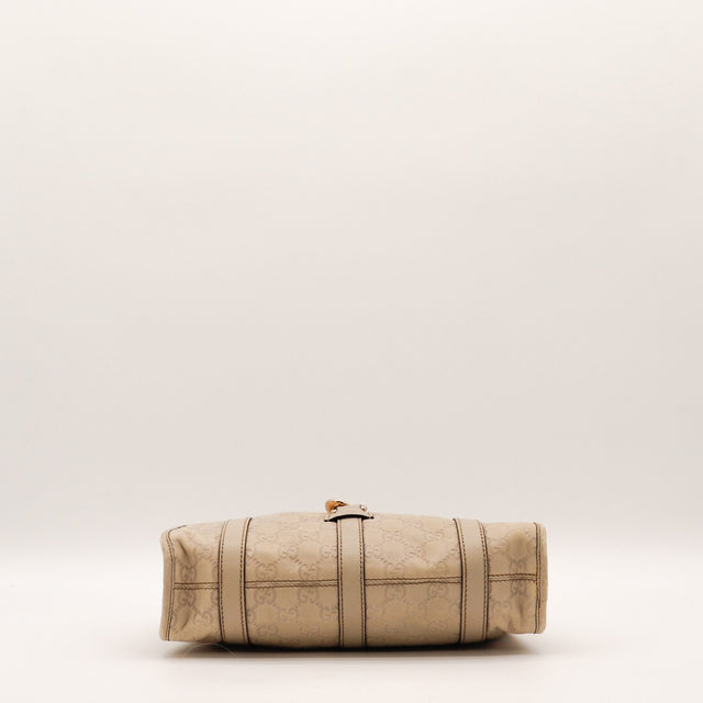 Intérieur doublure toile Gucci Hobo cuir Guccissima beige occasion authentique — AMANA Vintage
