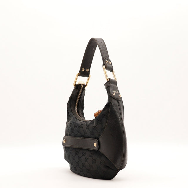 Intérieur Gucci Hobo Bambou toile monogrammée noire occasion authentique — AMANA Vintage