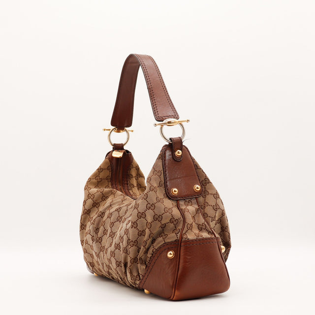 Sac Gucci Hobo toile monogrammée beige vue de dos occasion authentique — AMANA Vintage