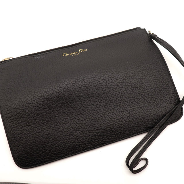 Pochette zippée cuir noir Christian Dior incluse — AMANA Vintage