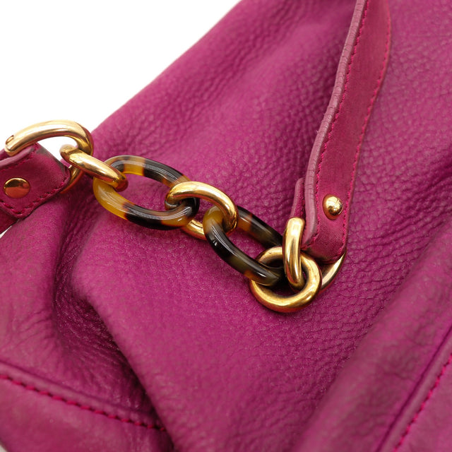 Détail chaîne maillons écaille et cuir Fendi Mia — AMANA Vintage