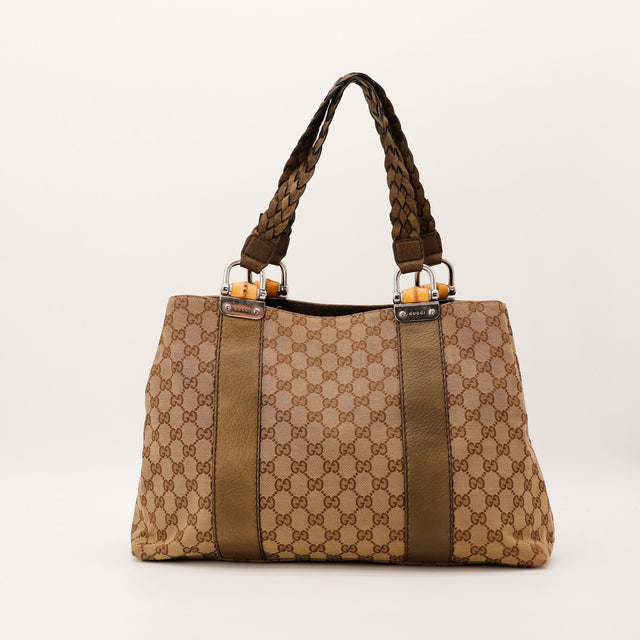 Face arrière tote bag Gucci GG Canvas beige marron occasion — AMANA Vintage