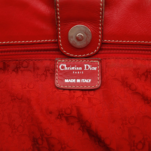 Étiquette Christian Dior Paris Made in Italy intérieur sac cuir rouge — AMANA Vintage