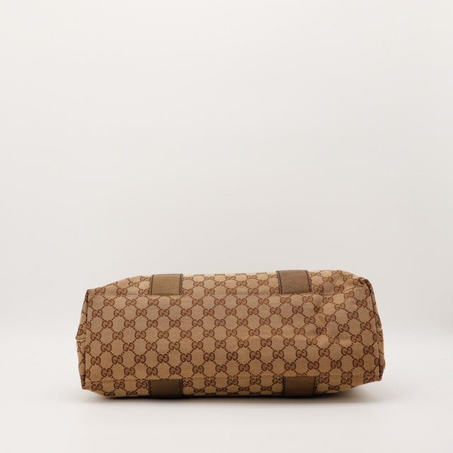 Vue du dessous tote bag Gucci GG Canvas beige — AMANA Vintage