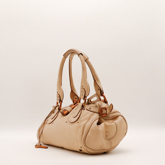 Sac Chloé Paddington cuir de veau grainé beige vue de dos occasion authentique — AMANA Vintage