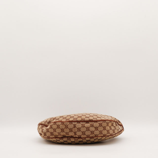 Intérieur Gucci Hobo Bambou toile monogrammée beige occasion authentique — AMANA Vintage
