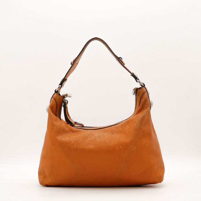 Sac Gucci Hobo cuir Guccissima orange cognac vue de face occasion authentique — AMANA Vintage