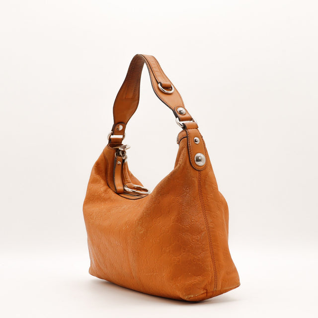 Sac Gucci Hobo cuir Guccissima orange cognac vue de dos occasion authentique — AMANA Vintage