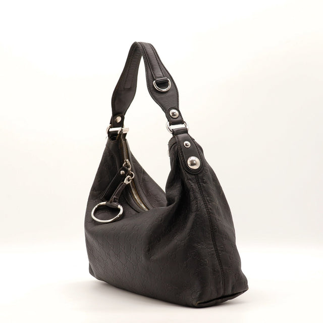 Sac Gucci Hobo Horsebit cuir Guccissima noir vue de dos occasion authentique — AMANA Vintage