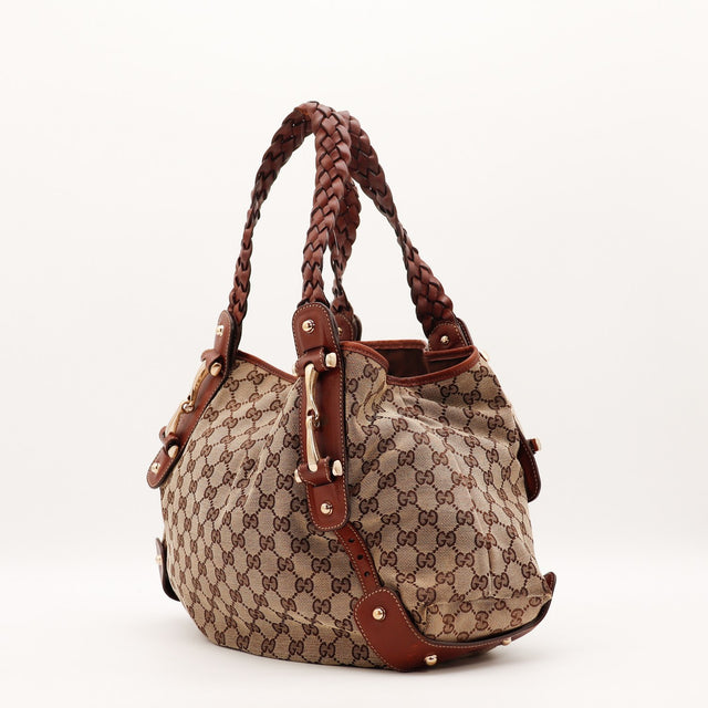 Sac Gucci Hobo Pelham toile monogrammée beige et ébène vue de dos occasion authentique — AMANA Vintage