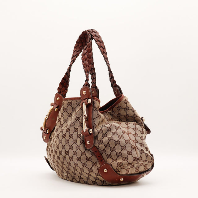 Intérieur du sac Gucci Hobo Pelham toile monogrammée occasion authentique — AMANA Vintage