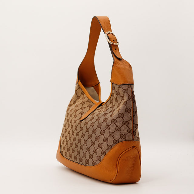 Vue latérale Gucci New Jackie anse courte cuir camel — AMANA Vintage