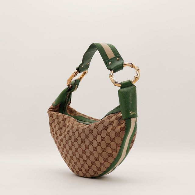 Sac Gucci Hobo Bambou toile monogrammée vue de dos occasion authentique — AMANA Vintage