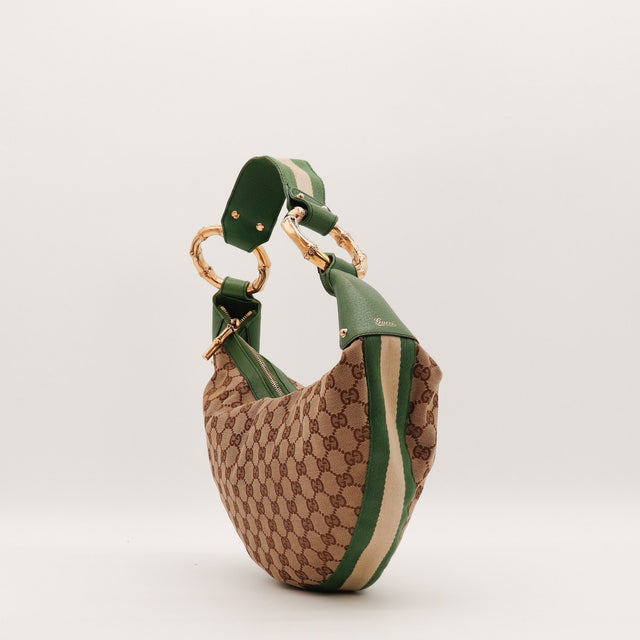 Sac Gucci Hobo Bambou toile monogrammée vue du dessus occasion authentique — AMANA Vintage