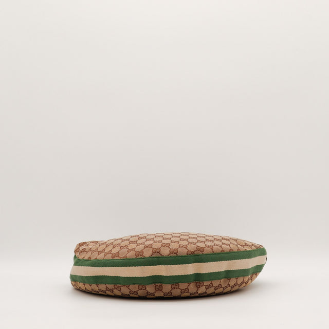 Détail des anneaux bambou Gucci Hobo Bambou toile monogrammée occasion authentique — AMANA Vintage