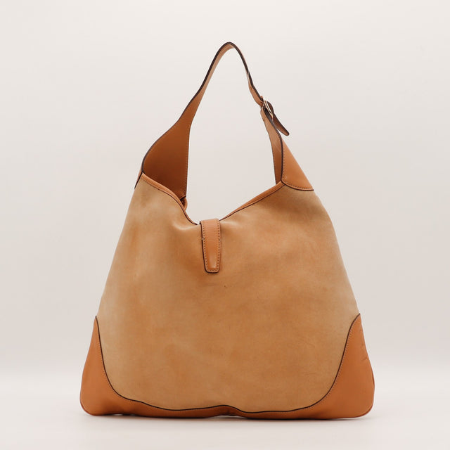 Sac Gucci New Jackie daim et cuir lisse vue de profil occasion authentique — AMANA Vintage