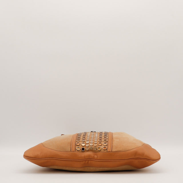 Intérieur du sac Gucci New Jackie daim camel occasion authentique — AMANA Vintage