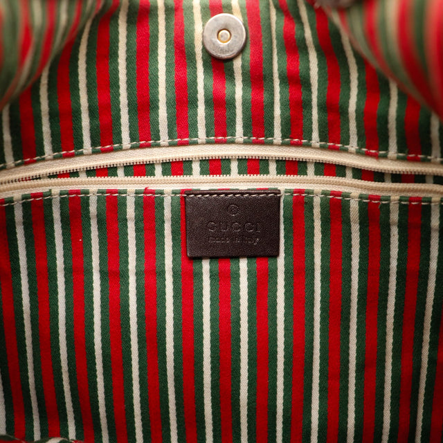 Intérieur doublure rayée verte et rouge sac Gucci Hobo — AMANA Vintage