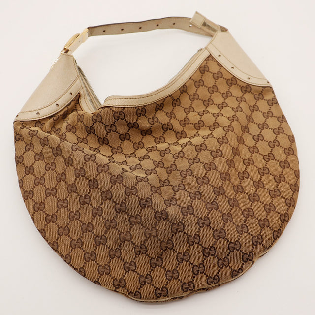 Sac Gucci Hobo Demi Lune vue de dessus fermeture zippée occasion authentique — AMANA Vintage