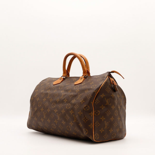 Louis Vuitton Speedy 35 vue de trois quarts toile Monogram — AMANA Vintage