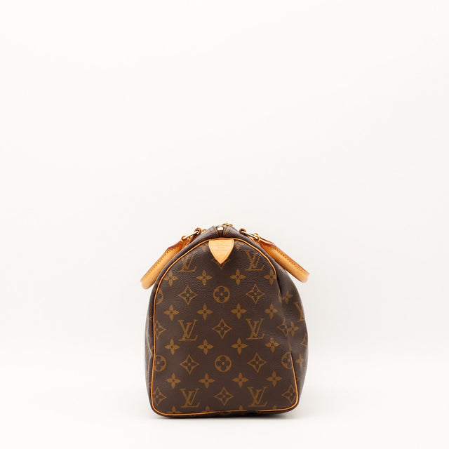 Sac Louis Vuitton Speedy 30 profil latéral toile Monogram — AMANA Vintage