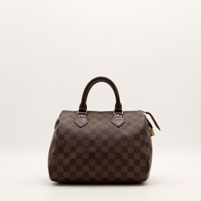 Sac Louis Vuitton Speedy 25 Damier Ébène vue de face occasion authentique — AMANA Vintage