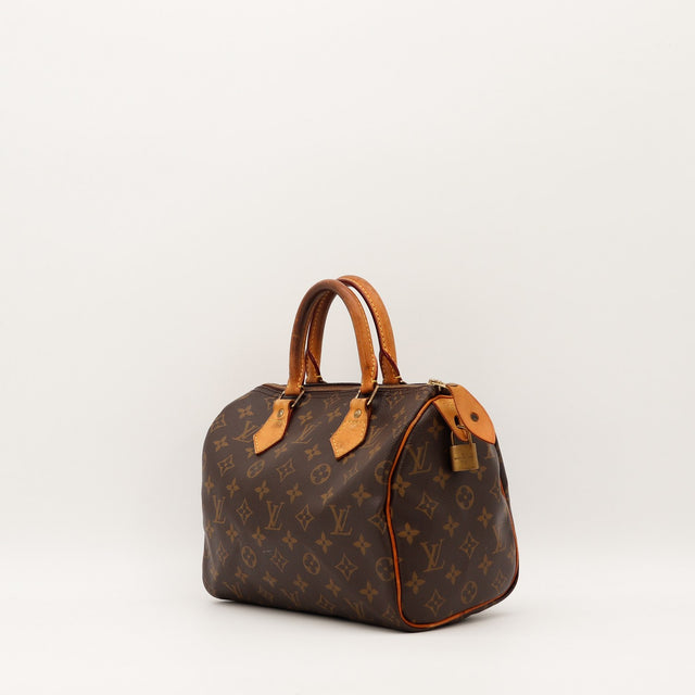 Sac Louis Vuitton Speedy 25 toile Monogram vue de face cadenas occasion authentique — AMANA Vintage
