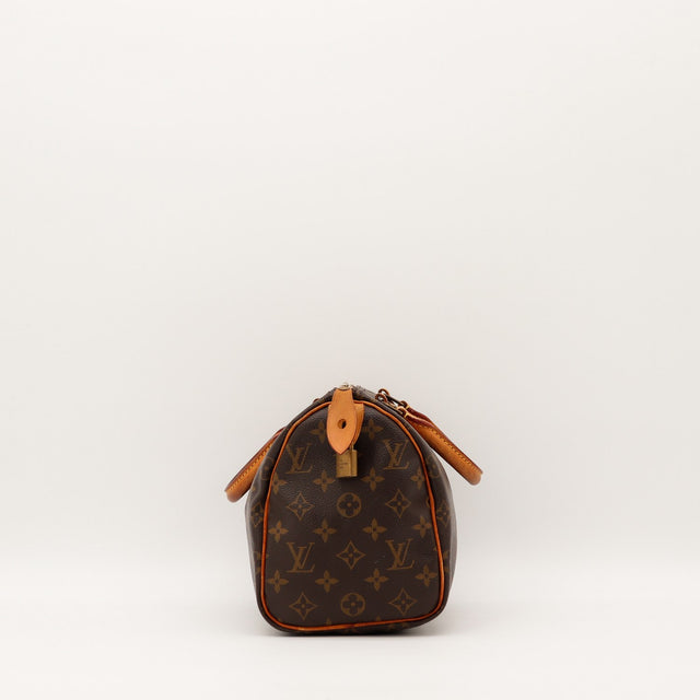 Louis Vuitton Speedy 25 vue de profil avec cadenas occasion authentique — AMANA Vintage
