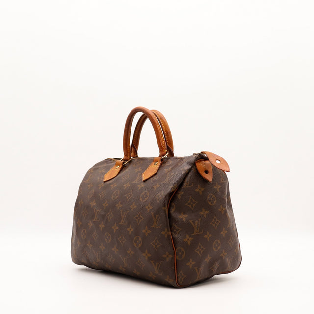 Louis Vuitton Speedy 30 vue de trois quarts droite toile Monogramme — AMANA Vintage