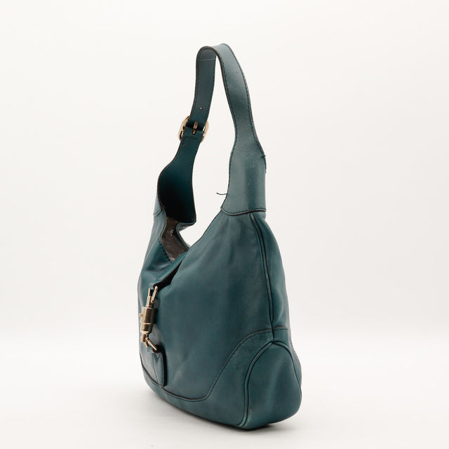 Vue de dos Gucci New Jackie cuir lisse bleu canard occasion authentique — AMANA Vintage