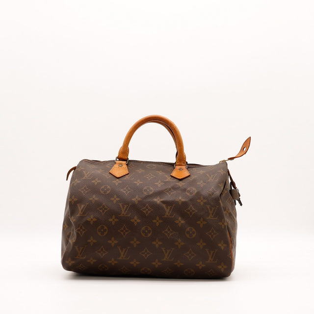 Sac Louis Vuitton Speedy 30 toile Monogram vue de face trois quarts occasion authentique — AMANA Vintage