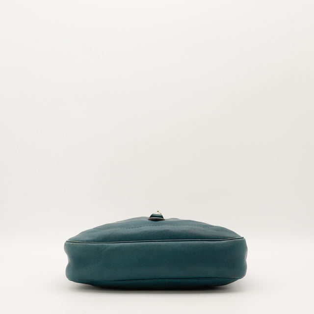 Vue de l'intérieur Gucci New Jackie cuir lisse bleu canard occasion authentique — AMANA Vintage