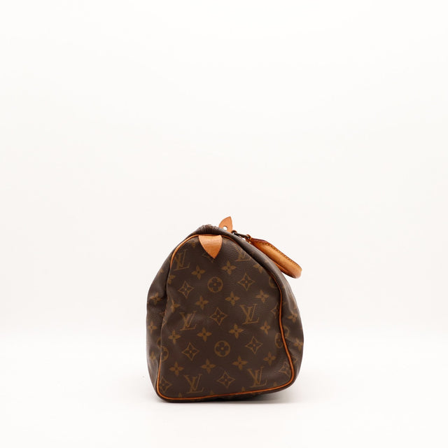 Louis Vuitton Speedy 30 vue latérale gauche toile Monogram — AMANA Vintage