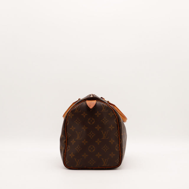 Louis Vuitton Speedy 30 vue de côté droit profil toile monogramme — AMANA Vintage