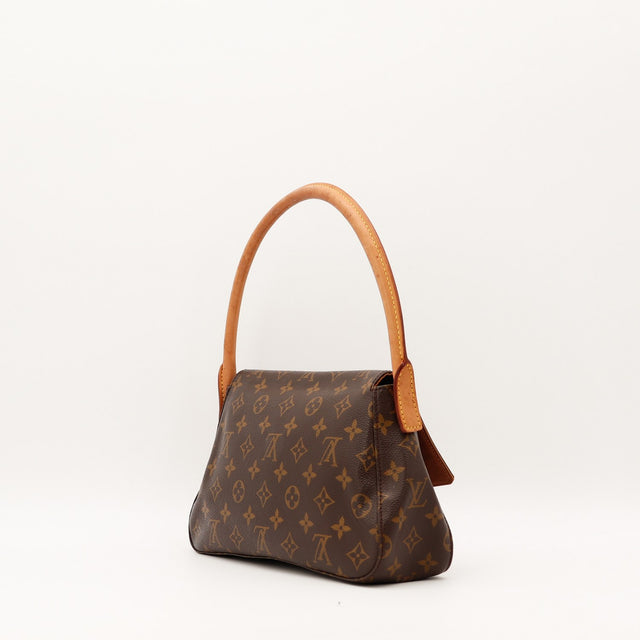 Sac Louis Vuitton Mini Looping vue de côté anse vachette occasion authentique — AMANA Vintage