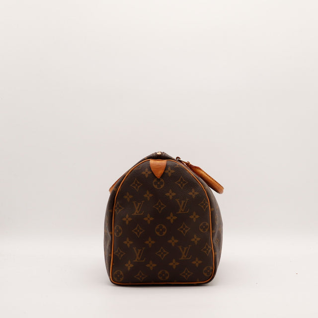 Vue de dessous Louis Vuitton Speedy 35 toile Monogramme fond — AMANA Vintage