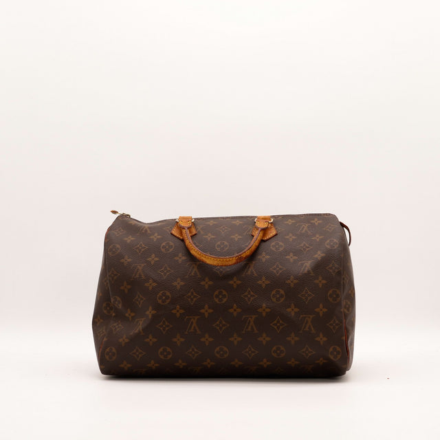 Vue de côté Louis Vuitton Speedy 35 Monogram profil gauche — AMANA Vintage
