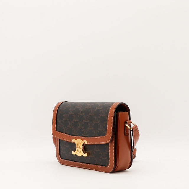 Sac Céline Triomphe vue de trois quarts fermoir doré occasion authentique — AMANA Vintage
