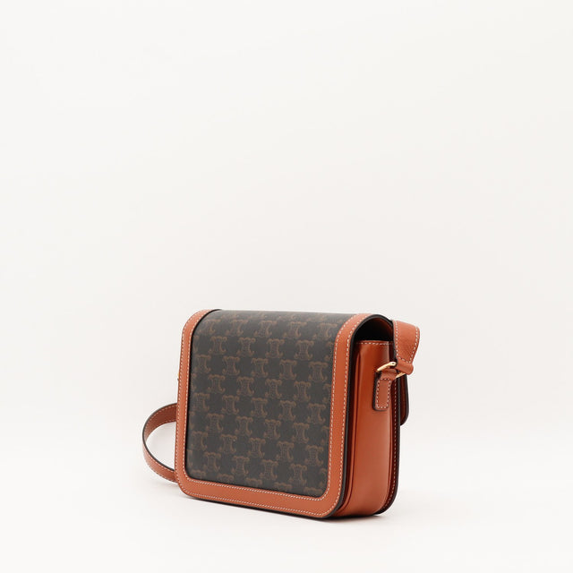 Sac Céline Triomphe profil latéral cuir cognac occasion authentique — AMANA Vintage