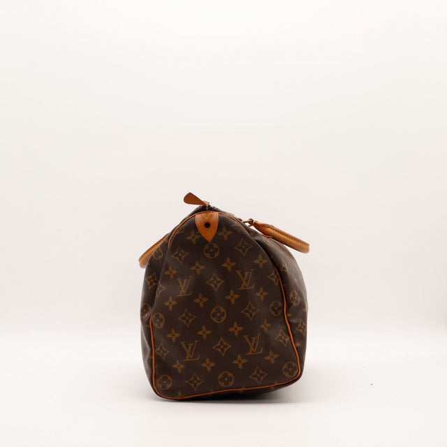 Vue latérale Louis Vuitton Speedy 35 profil droit toile Monogram — AMANA Vintage